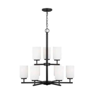 31162-112 Oslo Collection 2-Tier/9-Light Chandelier in Midnight Black
