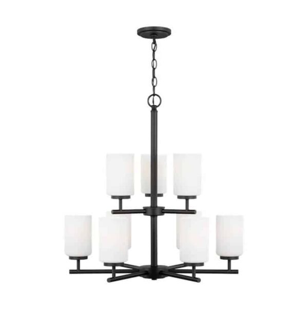 31162-112 Oslo Collection 2-Tier/9-Light Chandelier in Midnight Black