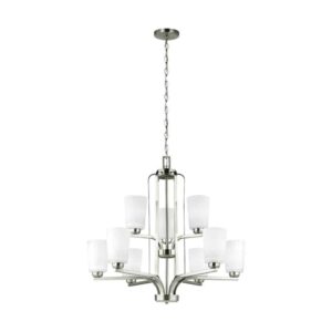 3128909-962 Franport Collection 9-Light/2-Tier Chandelier in Nickel