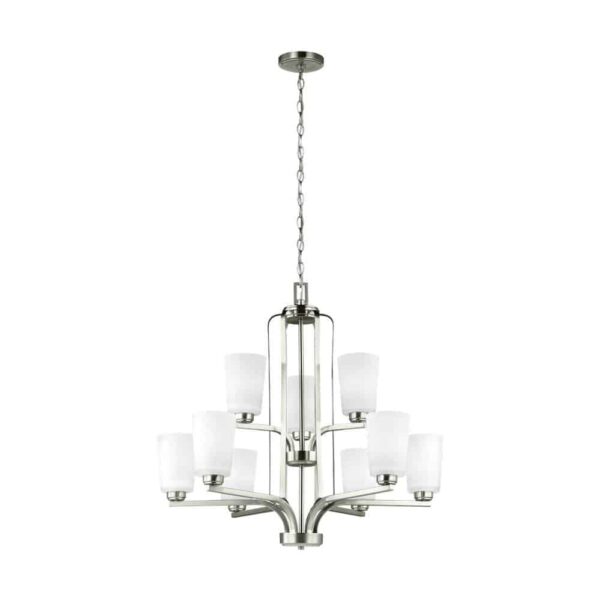 3128909-962 Franport Collection 9-Light/2-Tier Chandelier in Nickel