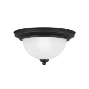77063-112 Flush Mount 1-Bulb Bedroom/Hall Light in Midnight Black