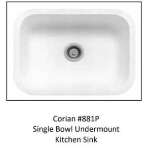 Corian #881P Single Bowl Undermount Kitchen Sink