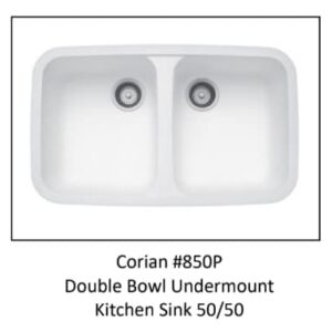Corian #850P Double Bowl Undermount Kitchen Sink 50/50