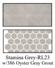 Resilience Floor & Wall Tile (Level 1) Stamina Grey-RL23 w/386 Oyster Gray Grout