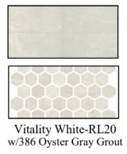 Resilience Floor & Wall Tile (Level 1) Vitality White-RL20 w/386 Oyster Gray Grout