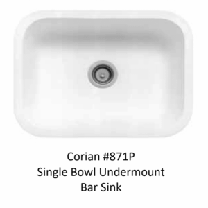 Corian #871P Single Bowl Undermount Bar Sink
