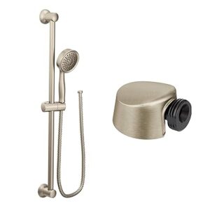 Moen 3668EPBN, Brushed Nickel EcoPerformance Showerhead Handheld Shower w/A725BN Circular drop Ell and T2151BN Brantford Brushed Nickel Posi-Temp Valve Trim